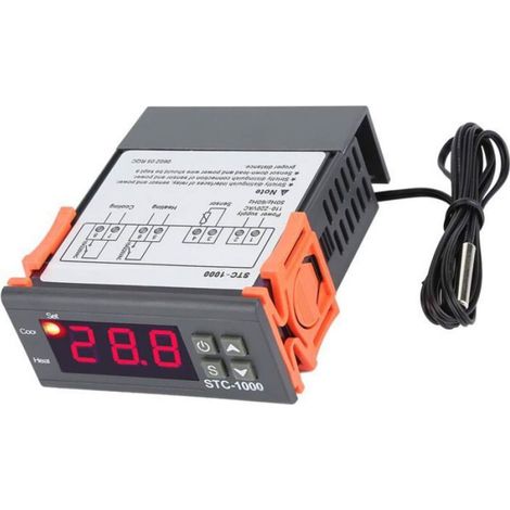 Contrôleur de température, contrôleur de température numérique 110-220 V avec capteur de température STC-1000 10A/250VAC contrôle (1/4)