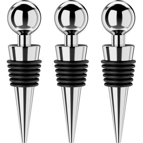 Wine bottle stoppers (set of 3). Vacuum stoppers with reusable, airtight silicone plugs. Preserve the freshness of your wine. Fits standard bottles. - AquaForge (1/5)