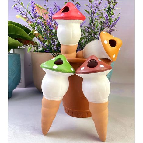 Lot de 4 pics d'arrosage automatique en forme de champignon pour plantes en pot (4 couleurs)