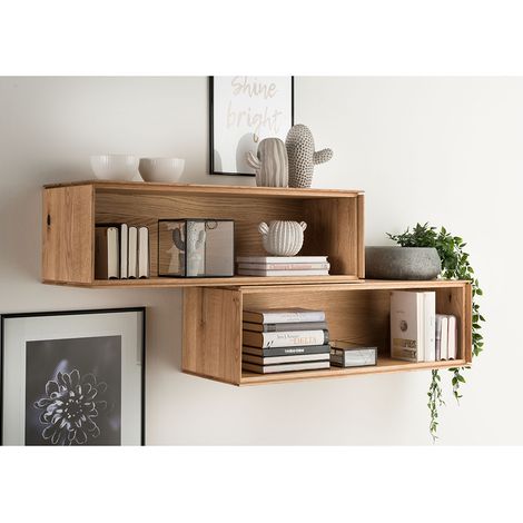 Regalset braun WYNDHAM-69 Wildeiche massiv geölt 2-teilig (1/3)