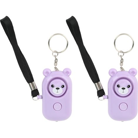 Stück Sicherheitsalarm-Schlüsselanhänger im Bären-Design, Notfallalarm-Schlüsselanhänger, Schutzgeräte für Frauen, Mädchen, Kinder, Senioren, Lila und Lila (1/5)