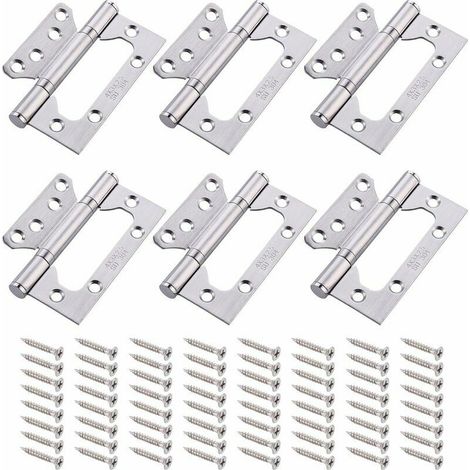 Charnières de Portes 6 Pezzi Charnières en Acier Inoxydable 304 Charniere Porte Pliantes 4 Pouces Charniere Roulement à Billes avec 16cps Vis Charnière pour Meubles de Maison