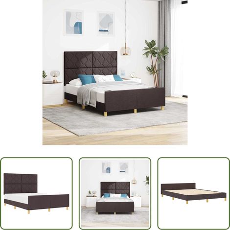 Stoffbett - Bettgestell mit Kopfteil Dunkelbraun 160 x 200 cm Stoff (1/5)