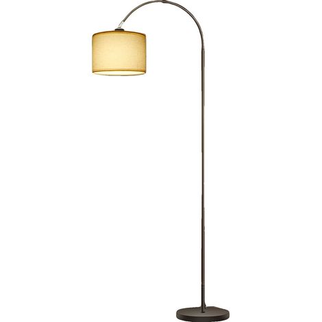 Bogen Stehlampe, verstellbarer Kopf, Leinen-Schirm, Beige, schwarz (1/2)