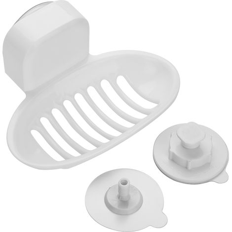 Porte-savon à ventouse ultra-résistant, support mural en plastique pour salle de bain ou cuisine (blanc) (1/5)