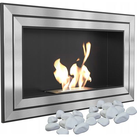Wandkamin Bioethanol JULIET 1100 TÜV Deko Steine Set (1/5)