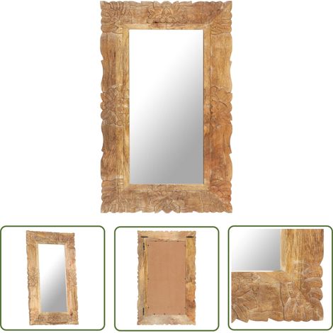 Miroir mural, Miroir Luxueux, Miroir chambre 80x50 cm Bois de manguier massif OIB3472E (1/5)