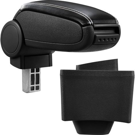 Mittelarmlehne Audi A3 S3 8L 96-03 mit Staufach Kunstleder Schwarz mit weißen Nähten pro.tec