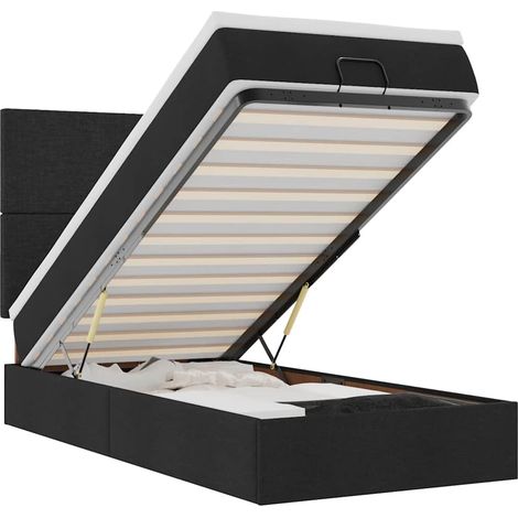 Maison Exclusive - Estructura cama otomana colchón tela negra 90x