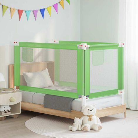 Barandilla de seguridad cama de niño verde tela 150x25 cm