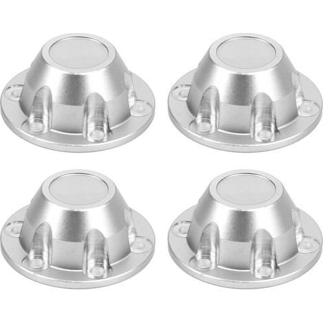 4-teilige Radnaben-Staubkappen aus Aluminiumlegierung für AXIAL 1/6 SCX6 JLU ferngesteuertes Auto, silberne Radabdeckung (1/5)