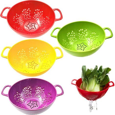 4 Passoire, double poignée, plastique alimentaire, 7,5 x 5,8 pouces, lave-vaisselle, fruits légumes (1/5)