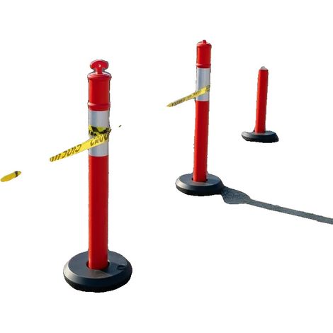 Verkehrsleitpfosten, füllbarer Sockel, reflektierende Sicherheitsstreifen, Rot (1/2)