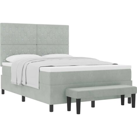 Maison Exclusive - Letto a molle con testiera Grigio chiaro 190 x 140 cm Velluto