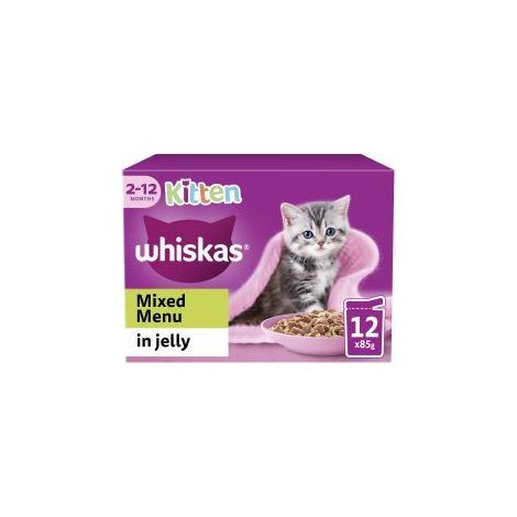 Whiskas Kitten Mixed Menu Wet Cat Food Pouches in Jelly 12pk - 85g - 811950