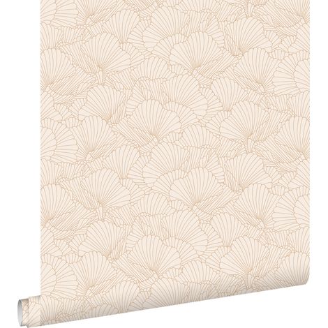 papier peint feuilles dessinées sable beige et terracotta claire - ESTAhome (1/5)