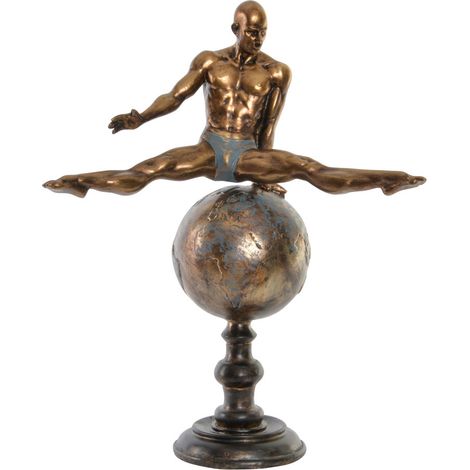Harzfigur 36x19x46 Gymnast Gold gealtertes Harz mehrfarbige Farbfamilienfamilien -Figuren Dekoration Details (1/3)