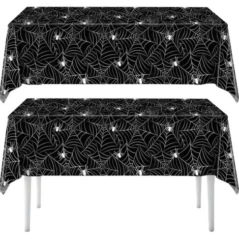 2er Set Halloween Tischdecke Spinnennetz 137x274cm Schwarz Einweg Tischdeko Party