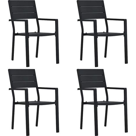 Gartenstühle 4 Stk. Schwarz HDPE Holz-Optik