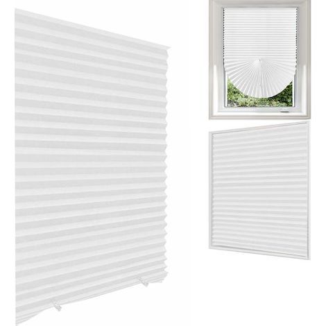 Self-adhesive pleated blinds, suitable for offices, living rooms and bedrooms, semi-blackout, white, 1 sheet (30150 cm). (1/5)