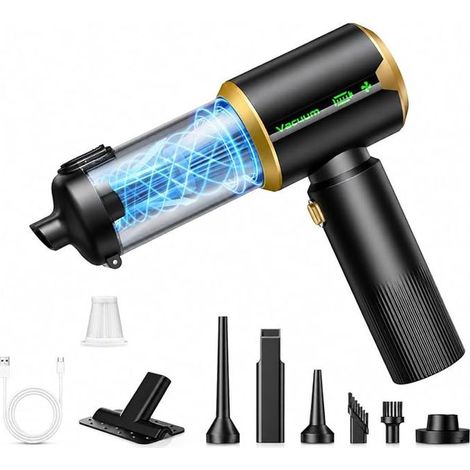Car Vacuum Cleaner, Cordless Vacuum Cleaner, LED Display, Battery, Portable Mini Vacuum Cleaner for Home, Car and Office (1/2)