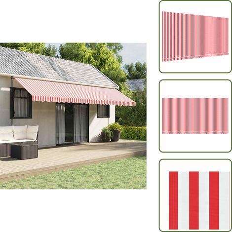 The Living Store Tissu de remplacement pour auvent rayures rouges et blanches - Remplacement de toiture (1/5)