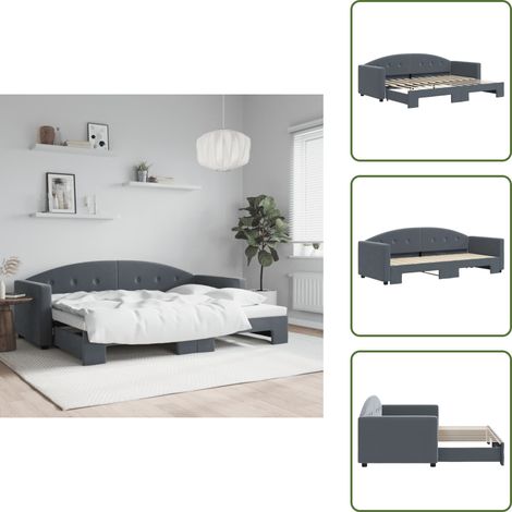 The Living Store Tagesbett Ausziehbar Dunkelgrau 80x200 cm Samt - Schlafsofa (1/5)