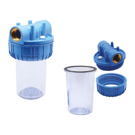 Portafiltro de agua de 12,5 cm ¾" con conexiones de latón y válvula pequeña