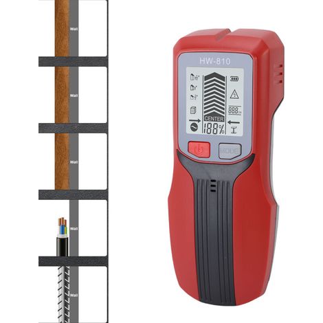 Scanner mural multifonction + Detecteur mur haute precision LCD pour fils et tuyaux + Version rouge + ABS + 163g + Batterie incluse (1/5)