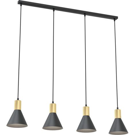 Lampada a sospensione Rosa in acciaio nero opaco e oro