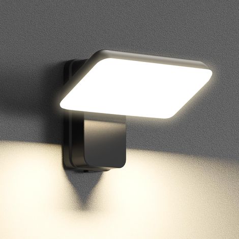 Applique murale intérieure et extérieure, applique murale LED rotative à 350°, étanche IP65, blanc chaud 3000 K, convient pour jardin, terrasse (noir)