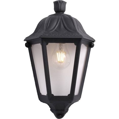 Farol de pared iesse, transparente, e27, negro, 220 x 105 x 350 mm