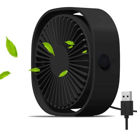 Ventilateur USB Mini Ventilateur Portable Silencieux Ventilateur Bureau 3 Vitesses Réglable Alimenté par USB, pour le Maison et Bureau (Noir) (1/5)