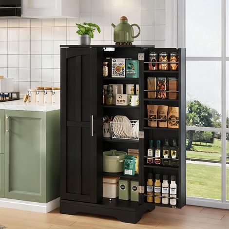 Buffet coloris noir en MDF 60 x 40 x 120 cm (1/5)