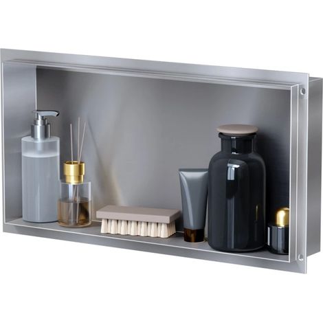 VILSTEIN Duschnische 30x60cm Unterputz Wandnische Edelstahl Randloses Duschregal mit Ablage