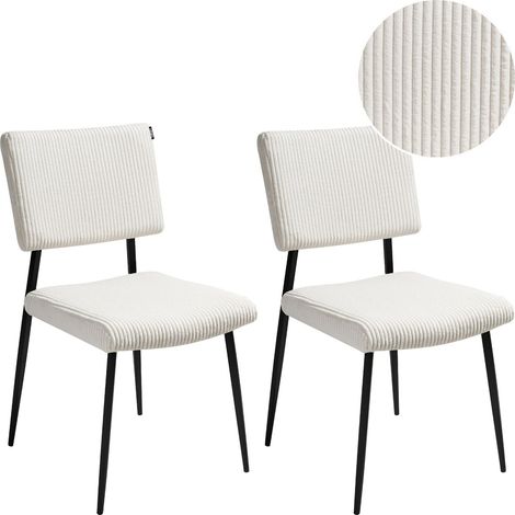Esszimmerstuhl 2er Set STURGIS Cord Cremeweiß