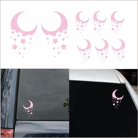 Autoaufkleber Mond mit Sternen, 8 Stück, Pink (1/5)