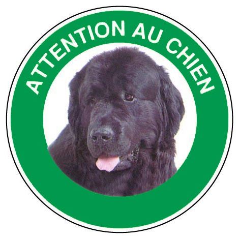 Panneau Attention au chien Terre-neuve - Rigide Ø180mm - 4040448