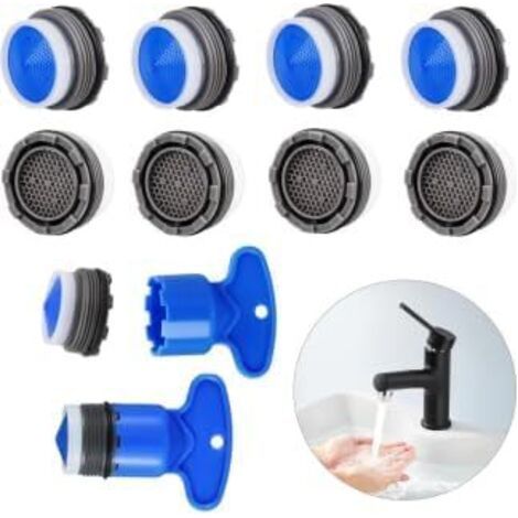 8 Pièces Mousseur Robinet Filtre M21, Aérateur de Robinet, Mousseur Aérateur avec 2 Clé, Mousseur Robinet Economie Eau pour Mitigeur d'Evier de Cuisine et de Lavabo de Salle de Bain (1/5)