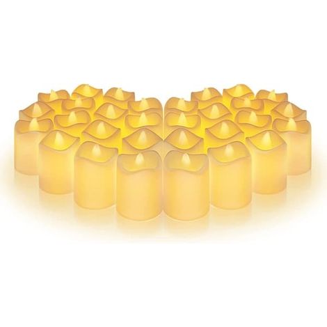 Lot de 24 bougies électriques sans flamme, fausses bougies LED jaunes à piles, idéales pour les mariages, les tables et les fêtes. (1/5)