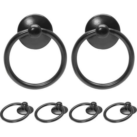 Schubladengriffe im Antik-Stil, einlochig – geeignet für Schränke, Kommoden, Schubladen und Türen – 6er-Set, schwarz (1/5)