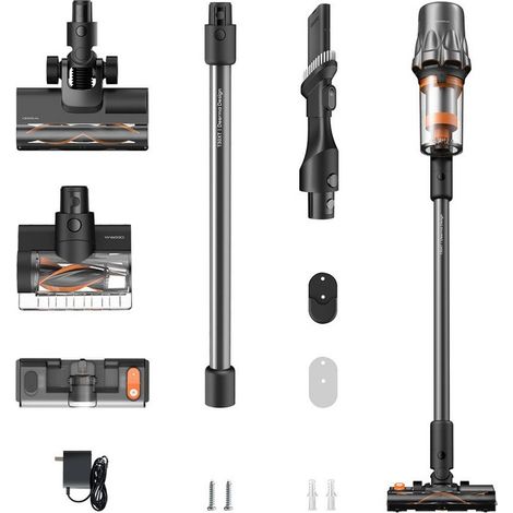 DEERMA Aspirateur Balai sans fil 450W/45kPa,60min Autonomie,Réservoir 1L, Détection Poussière Lumière Verte + Écran,Brosse Multisurface + Anti-Acariens Électrique,Aspirateur Multifonction Maison Anti-