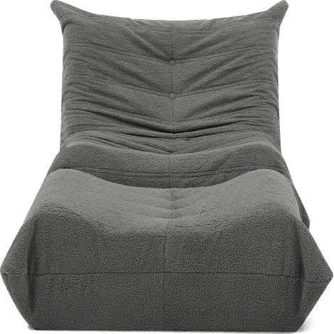 Relaxsessel mit Fußhocker aus Foam und Teddy-Stoff, grau, 2-teilig (1/5)