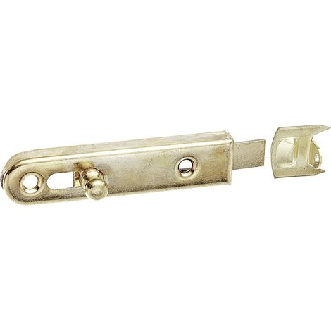 Verrou de meuble avec poignée bouton  droit, avec équerre de butée  acier laitonné  70 x 16 mm  kit de 25