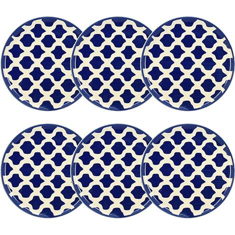 Lot de 6 assiettes plates 26cm en grès, PALM BEACH (1/3)
