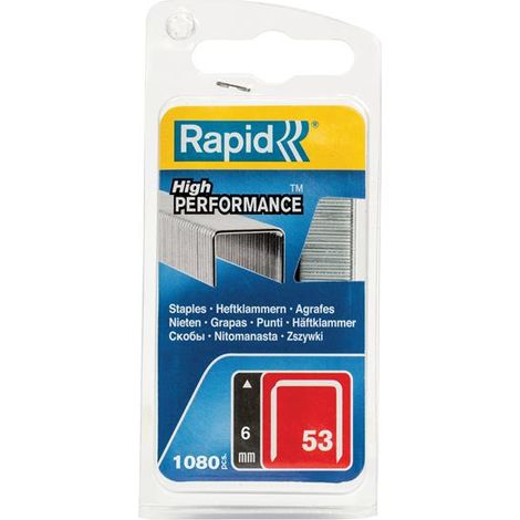 Rapid 40109502 53/6B Galvanized Staples – 6mm Leg Length, High-Performance, Pack of 1,080