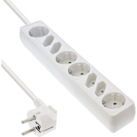 Multiprise 8 Prises avec 4 Prises et 4 Prises Euro Blanc 3 m (1/5)