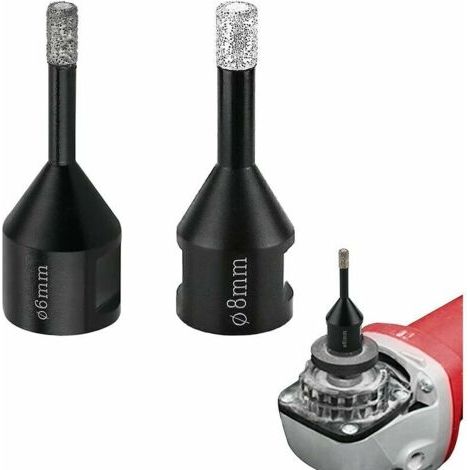 Forets Diamant,forets à carrelage, 2PCS 6mm/8mm, Trépans de Forage avec Filetage M14, Brasé Sous Vide Trépans, pour Perçage à sec en Porcelaine Carrelage Granit Marbre, le perçage de carreaux durs (1/4)