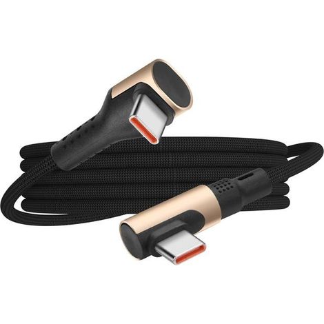Câble Usb C Vers Usb C À 90 Degrés, Charge Rapide 240 W En Nylon Tressé, Câble De Type C À Angle Droit De 1,7 M (Angle Droit [F242 (1/5)