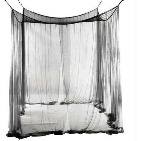 Rideaux de lit à baldaquin noirs, en maille pour 4 portes (1/5)
